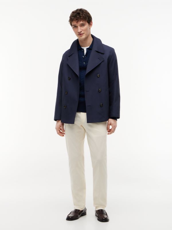 Tech Regular Fit Double Faced Coat — Blue