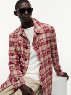 Madras Check Regular Fit Linen Blend Trench Coat — Multi 3