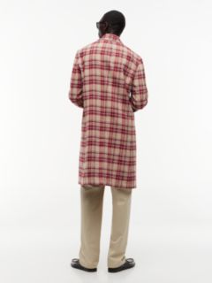 Madras Check Regular Fit Linen Blend Trench Coat — Multi 4