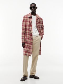 Madras Check Regular Fit Linen Blend Trench Coat — Multi 1