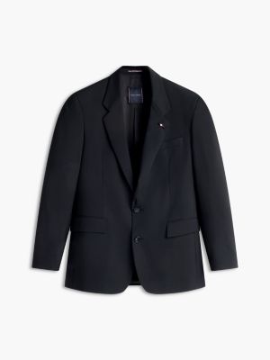 black tech regular fit wool blend blazer for men tommy hilfiger