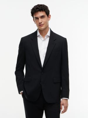 black tech regular fit wool blend blazer for men tommy hilfiger