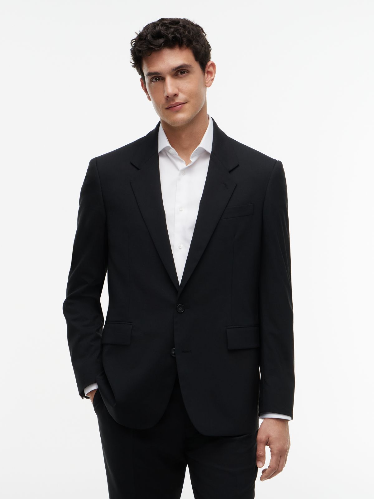 Tech Regular Fit Wool Blend Blazer — Black
