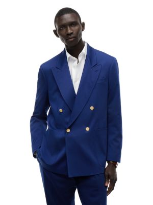 blue gold-tone button regular fit satin blazer for men tommy hilfiger