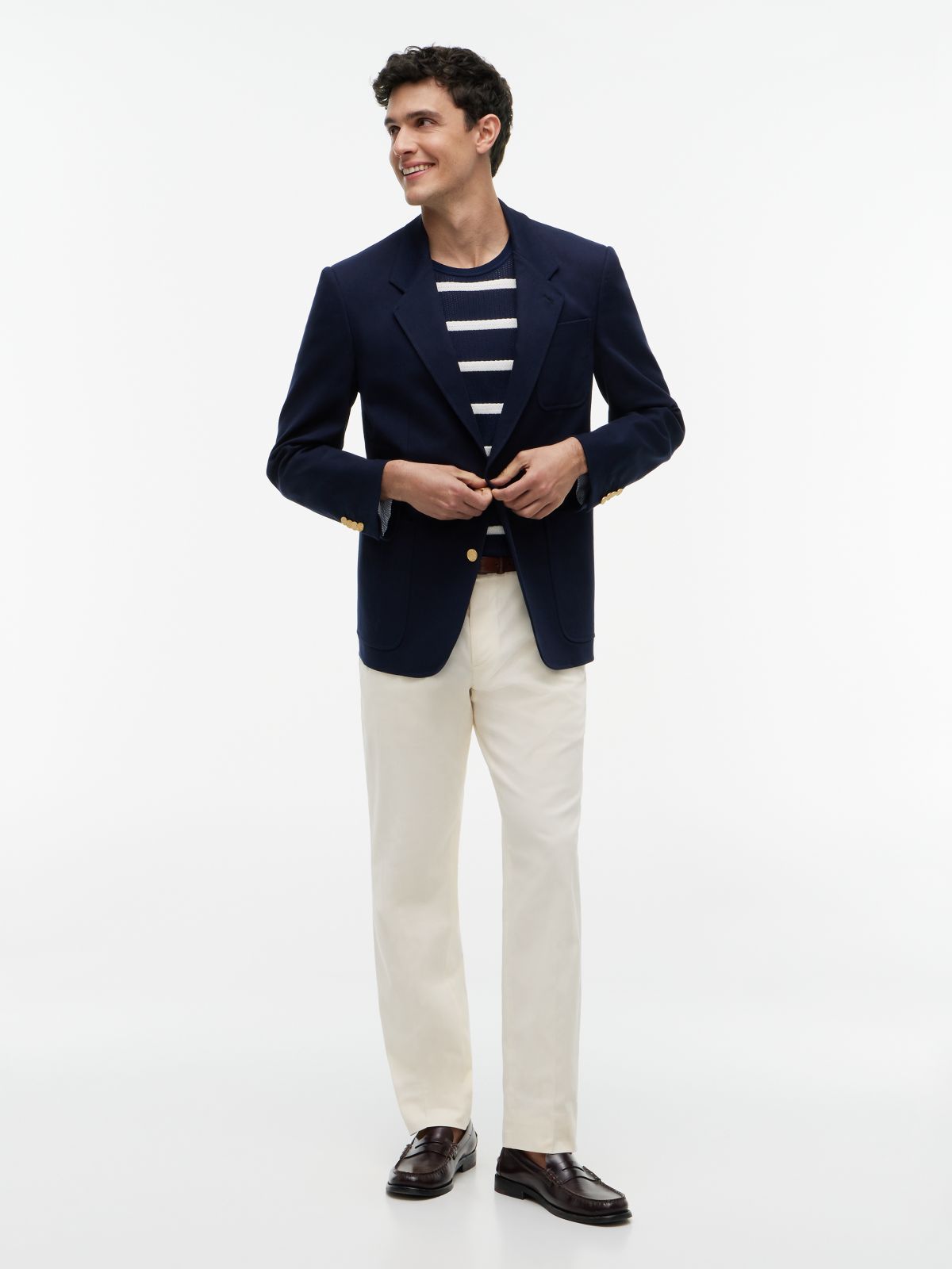 Washed Regular Fit Gold-Tone Button Blazer — Blue