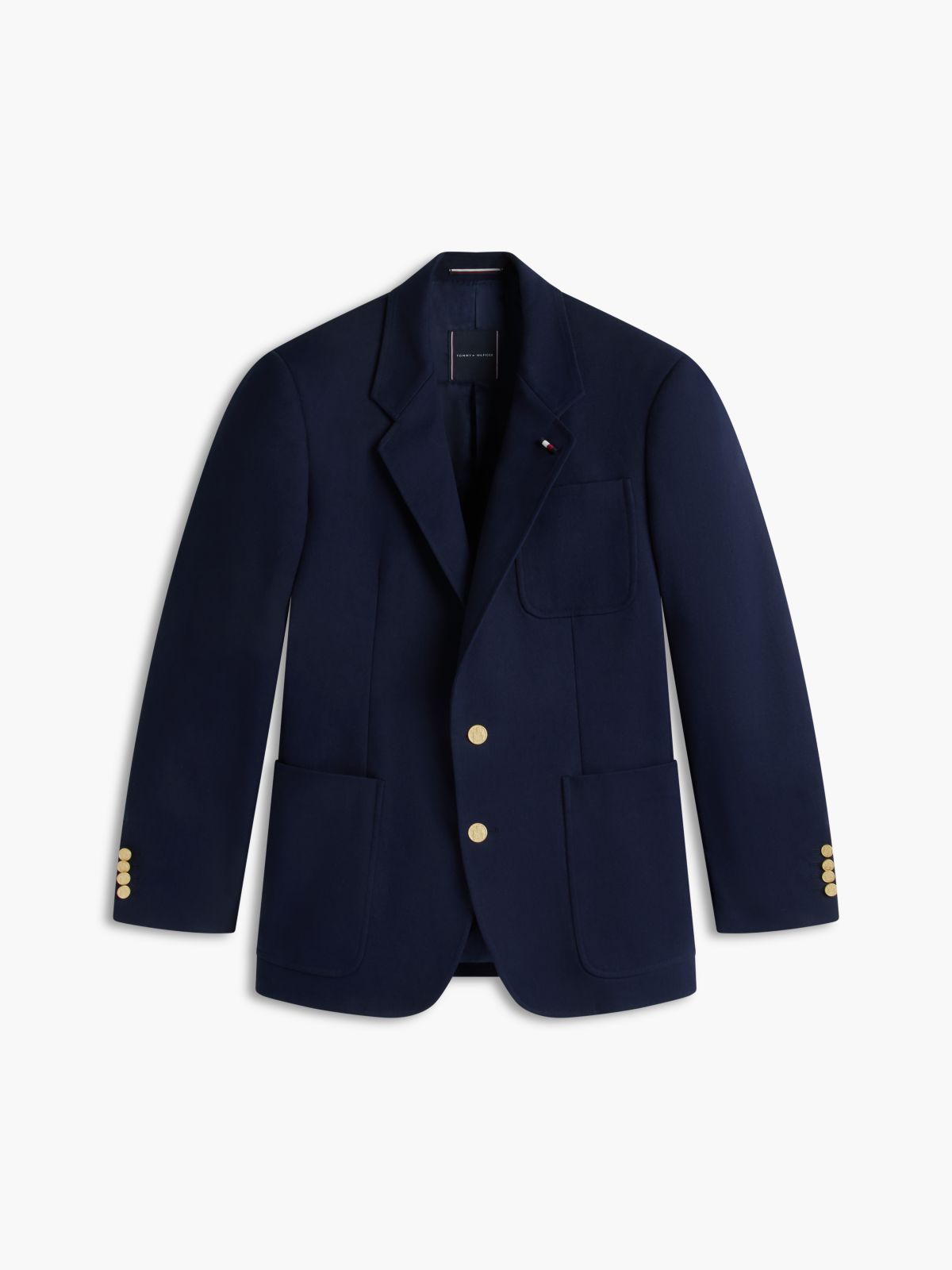 Washed Regular Fit Gold-Tone Button Blazer — Blue