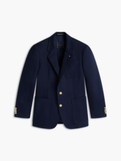 Washed Regular Fit Gold-Tone Button Blazer — Blue 6