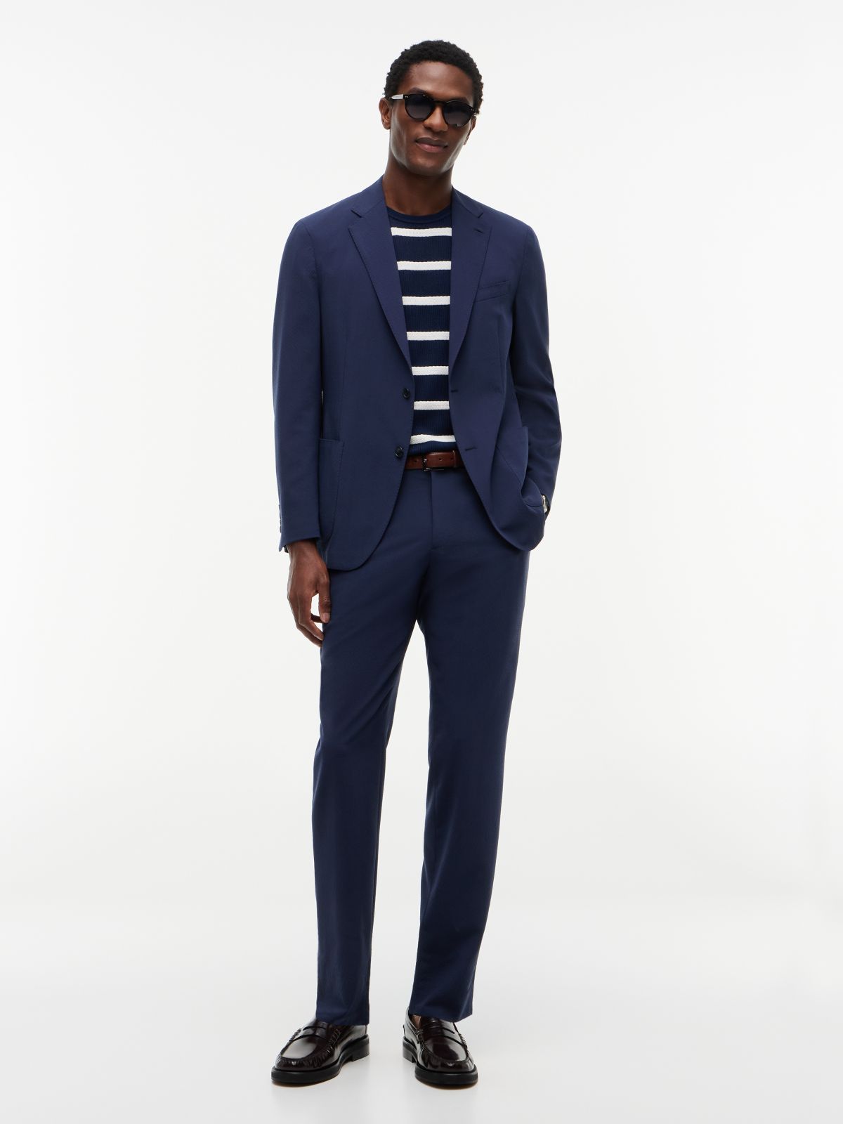 Tech Regular Fit Wool Blend Seersucker Blazer — Blue