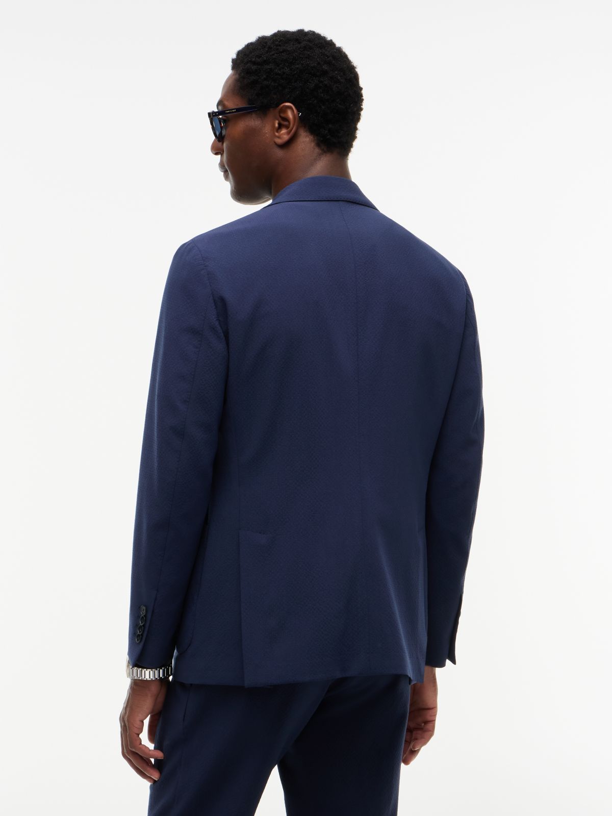 Tech Regular Fit Wool Blend Seersucker Blazer — Blue