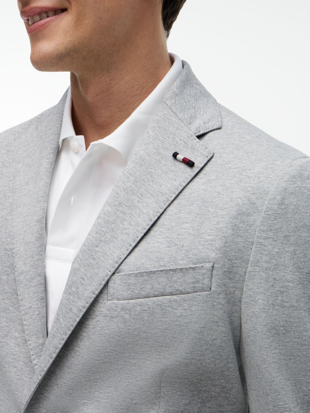 TH Flex Regular Fit Jersey Single Breasted Blazer — Grey