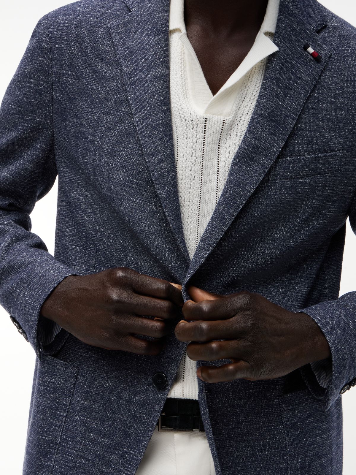 TH Flex Regular Fit Jersey Single Breasted Blazer — Grey