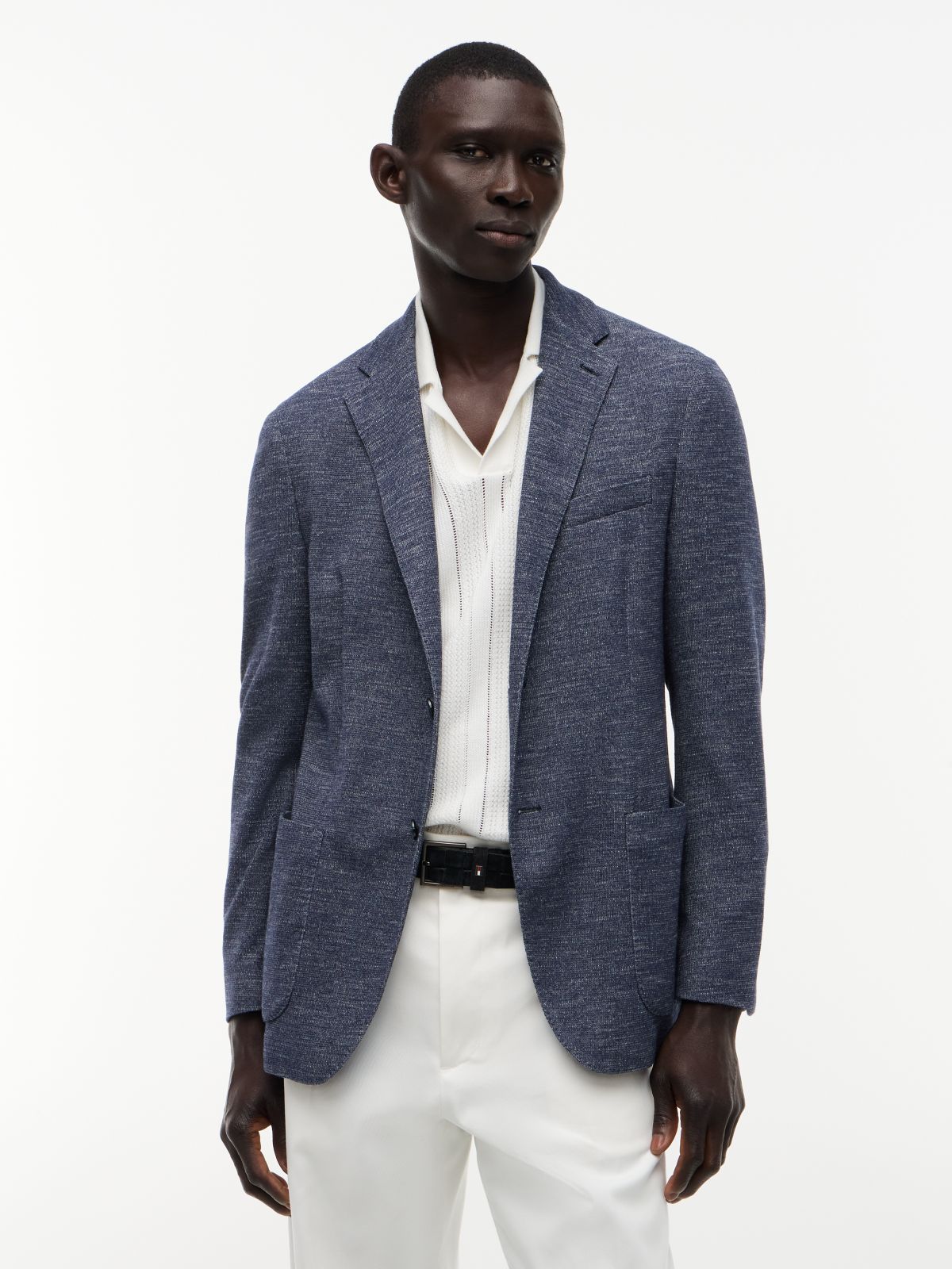 TH Flex Regular Fit Jersey Single Breasted Blazer — Grey