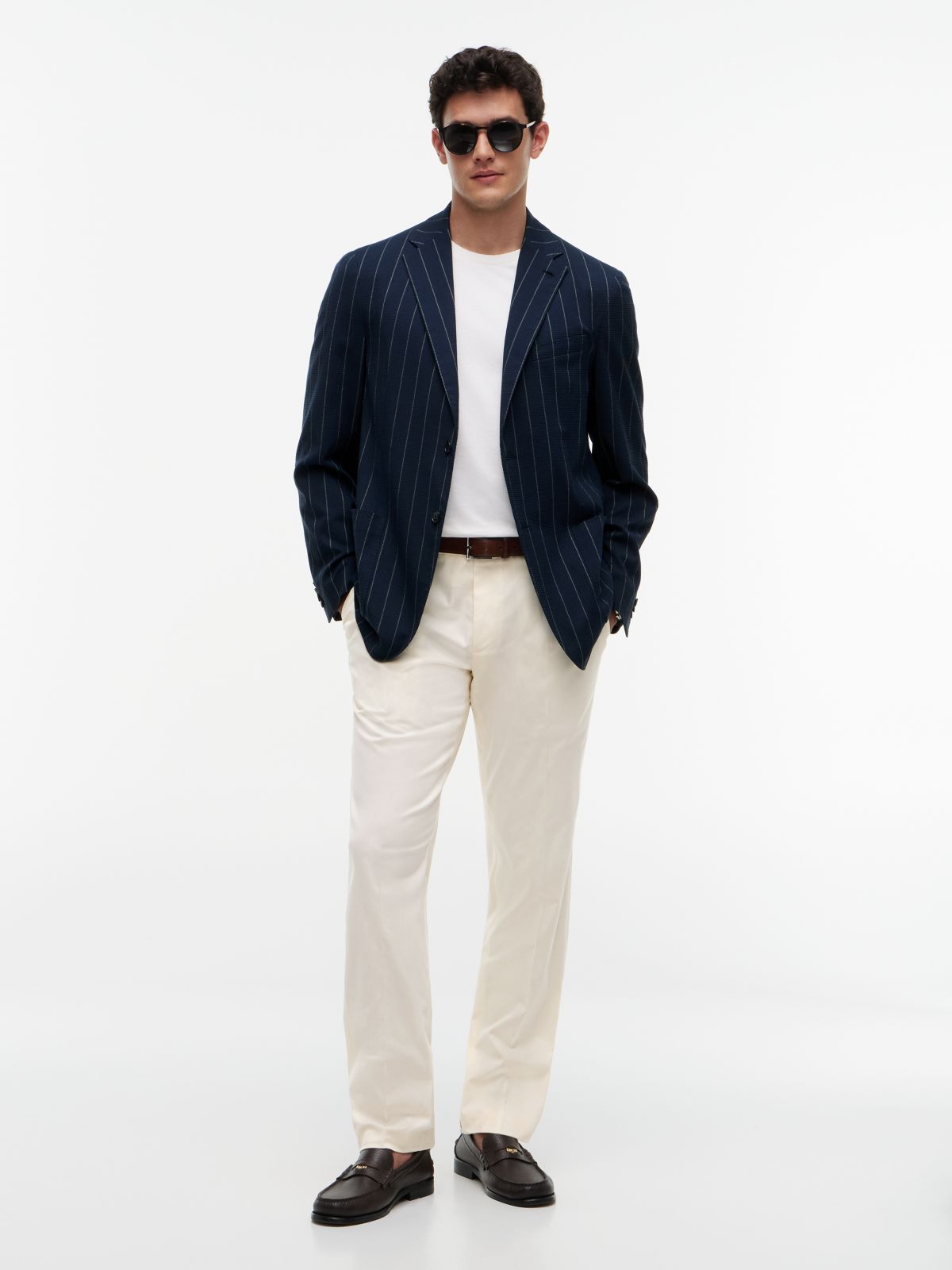 TH Flex Pinstripe Regular Fit Seersucker Blazer — Blue