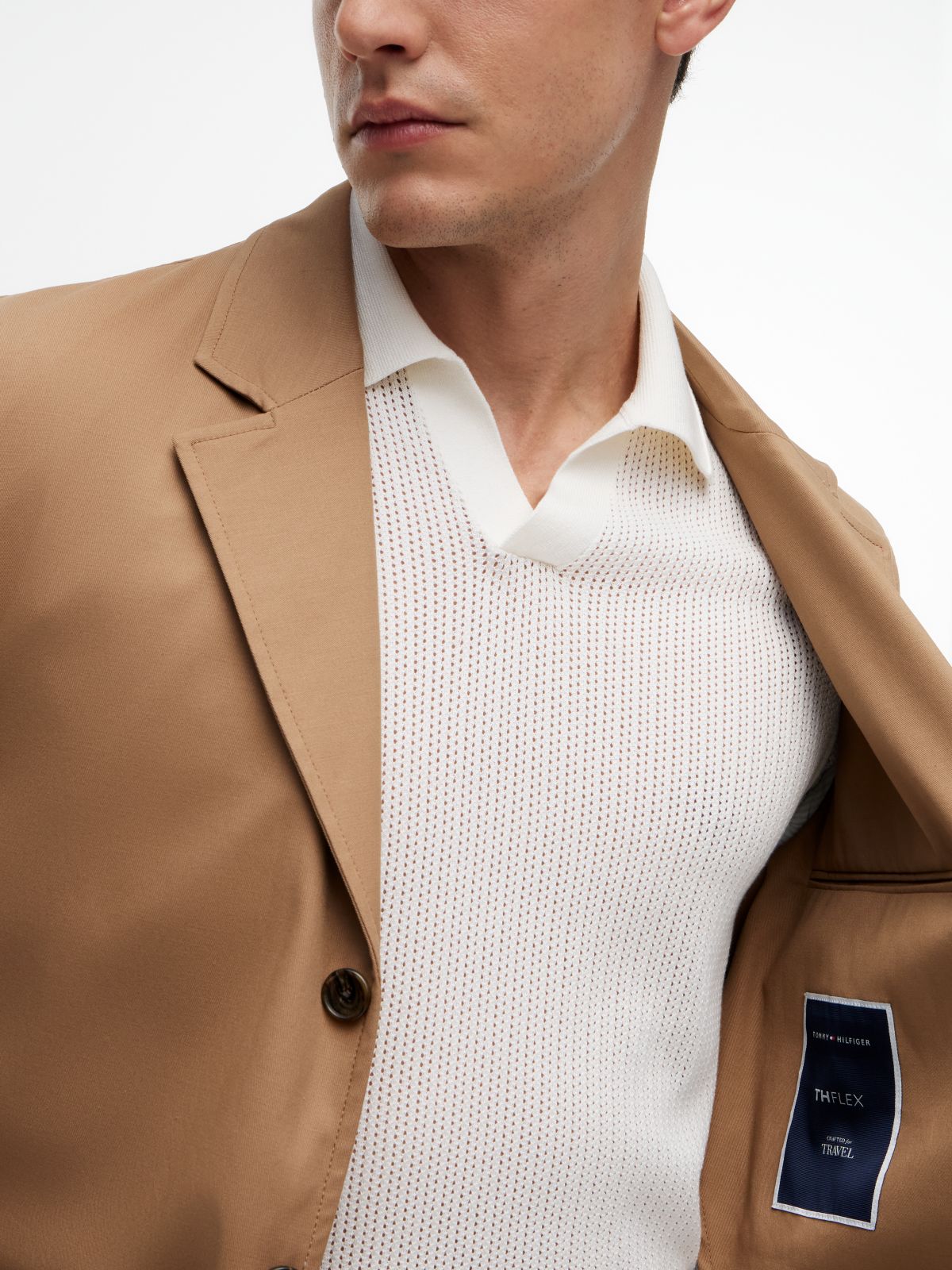TH Flex Regular Fit Single Breasted Blazer — Brown