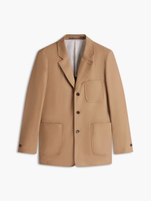 brown th flex regular fit single breasted blazer for men tommy hilfiger
