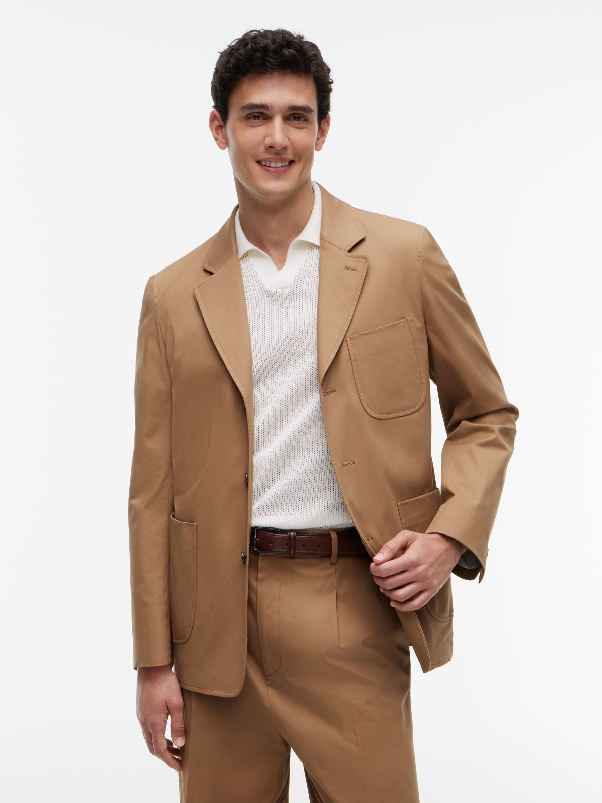 TH Flex Regular Fit Single Breasted Blazer — Brown