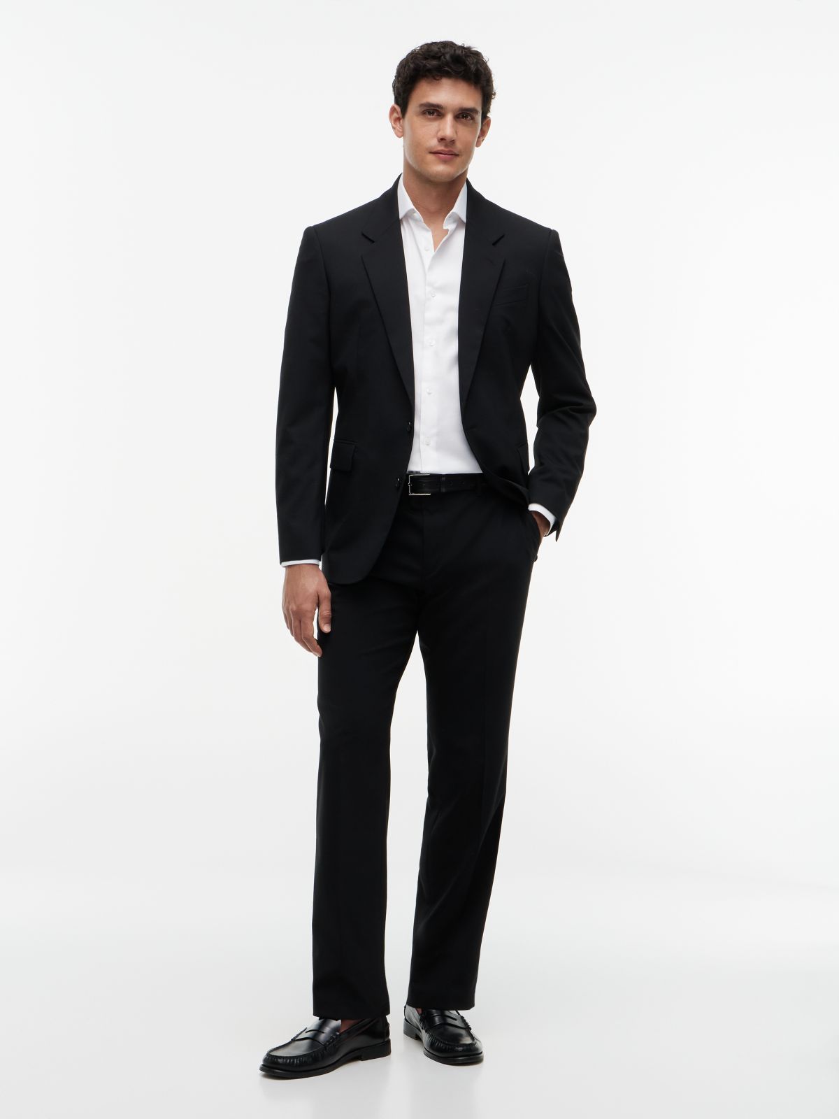 Tech Pressed Crease Wool Blend Trousers — Black