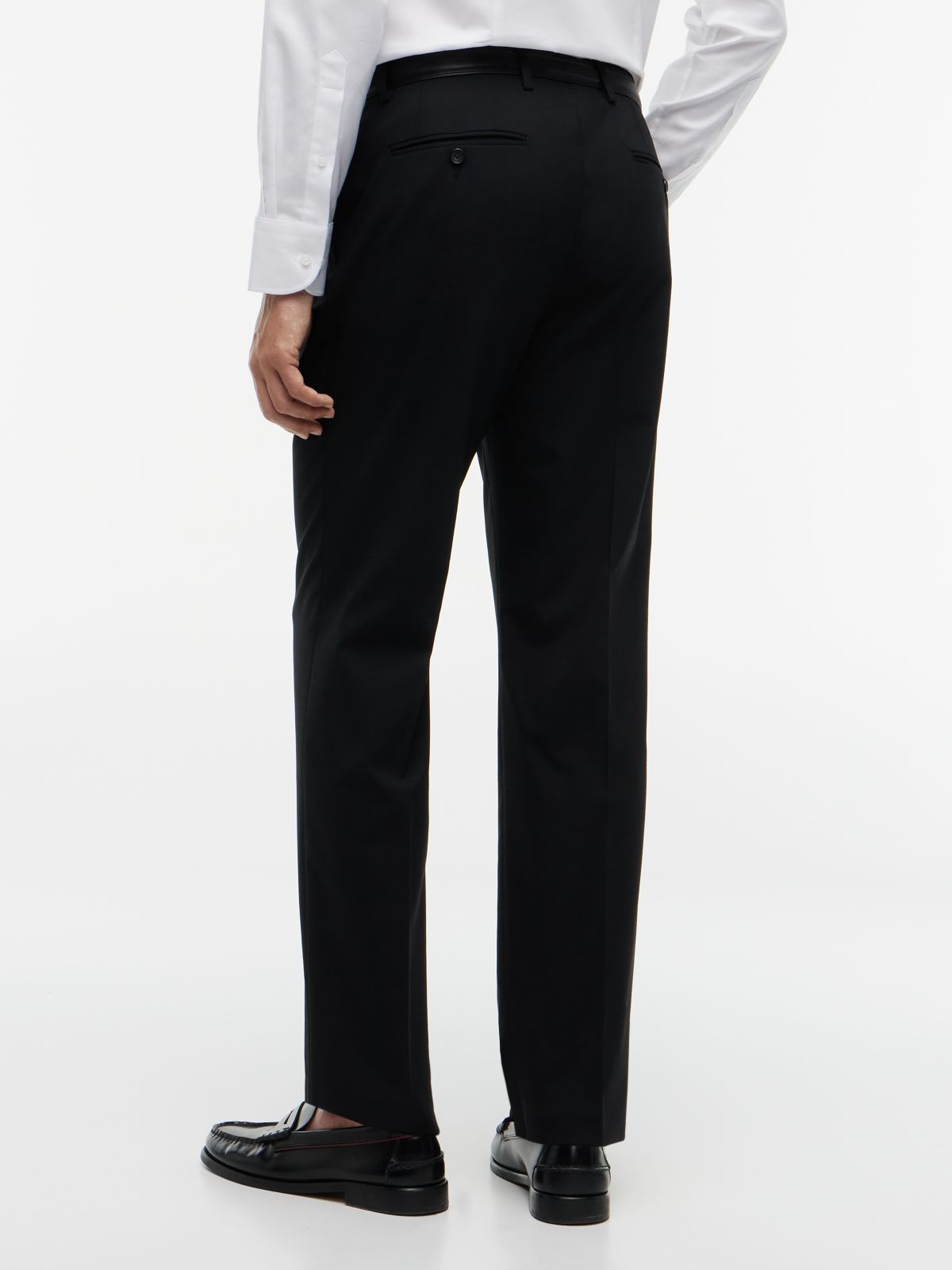 Tech Pressed Crease Wool Blend Trousers — Black