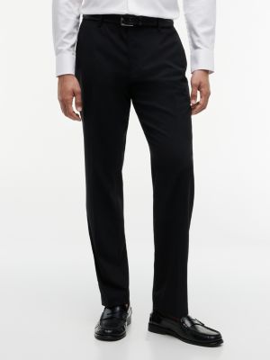 pantaloni tech in misto lana con pieghe black da uomini tommy hilfiger