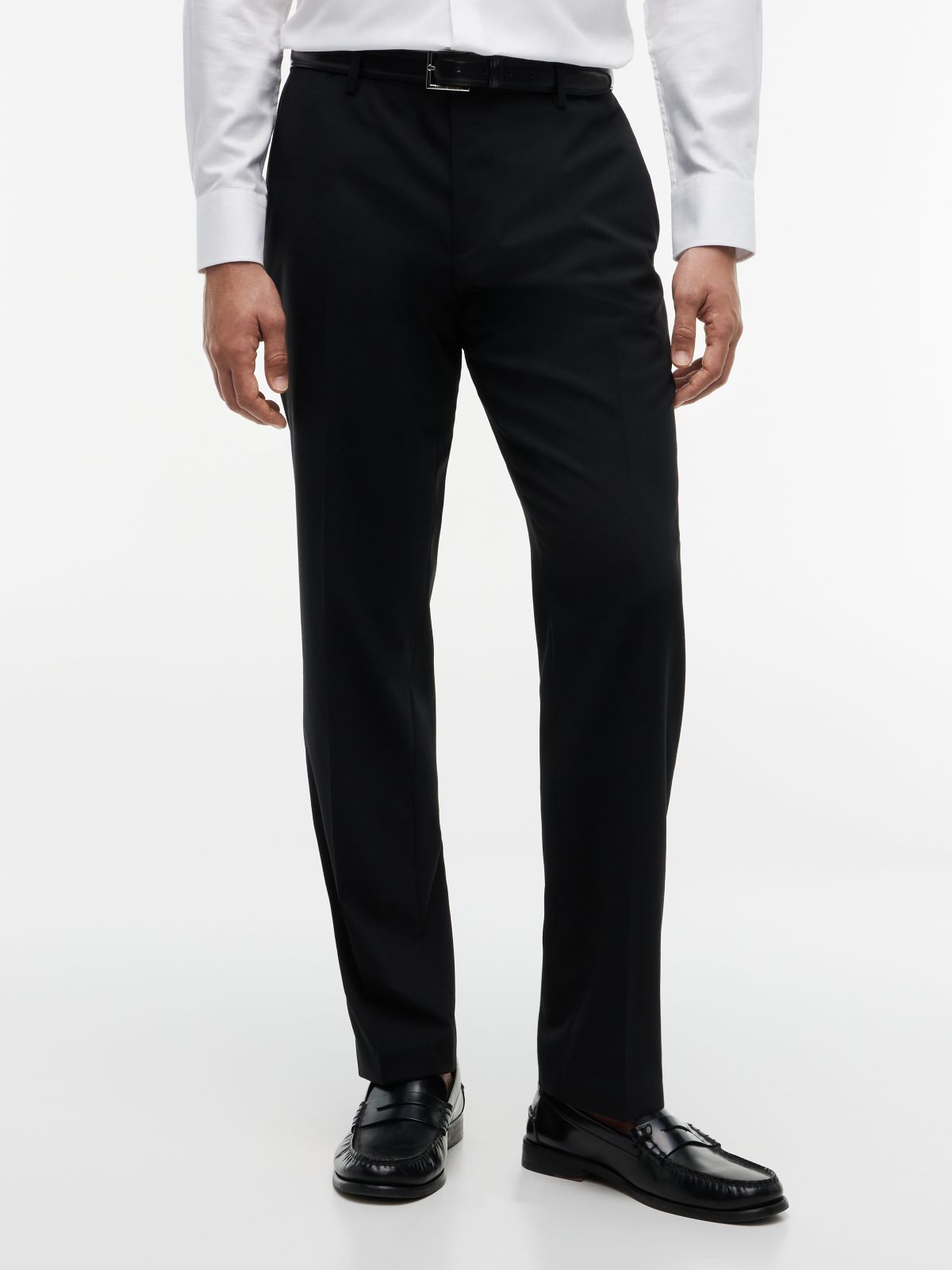 Tech Pressed Crease Wool Blend Trousers — Black