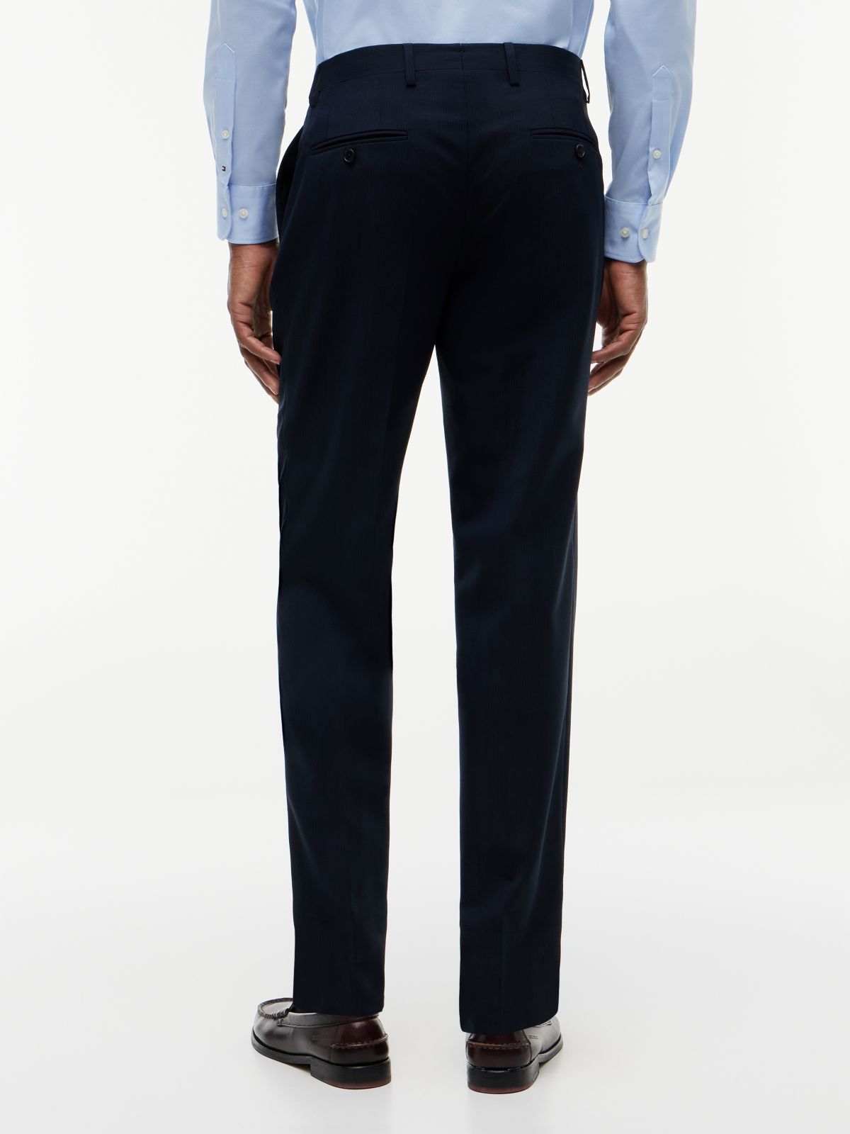 Tech Pressed Crease Wool Blend Trousers — Blue