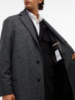 Wool Blend Tweed Single Breasted Coat — Grey 2