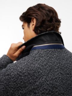 Wool Blend Tweed Single Breasted Coat — Grey 3