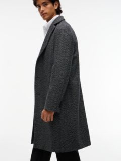 Wool Blend Tweed Single Breasted Coat — Grey 5