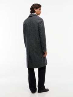 Wool Blend Tweed Single Breasted Coat — Grey 6