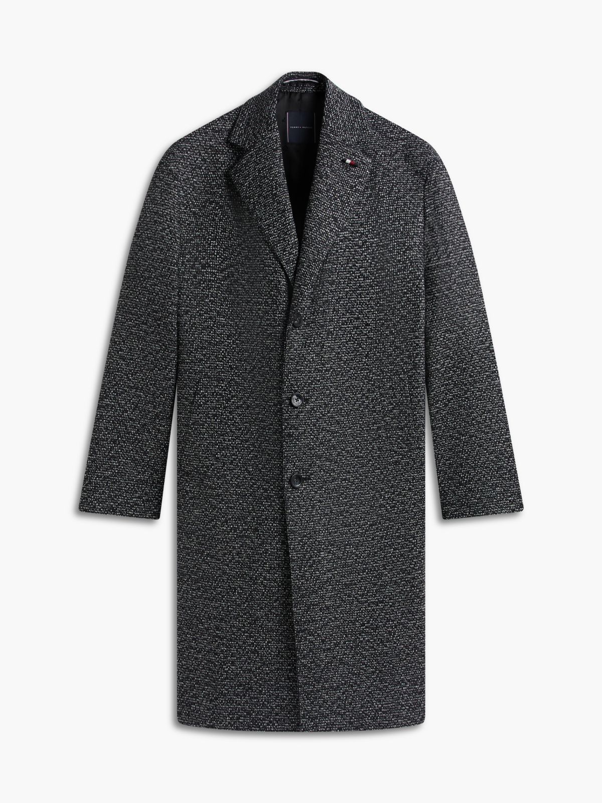 Wool Blend Tweed Single Breasted Coat — Grey