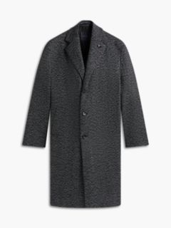 Wool Blend Tweed Single Breasted Coat — Grey 7
