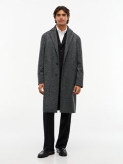 Wool Blend Tweed Single Breasted Coat — Grey 1