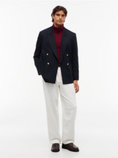 Brushed Double Breasted Blazer With Wool — Blue 2