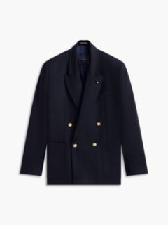 Brushed Double Breasted Blazer With Wool — Blue 6
