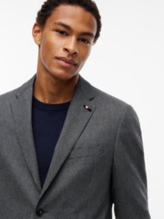 Tech Houndstooth Single Breasted Blazer — Grey 4