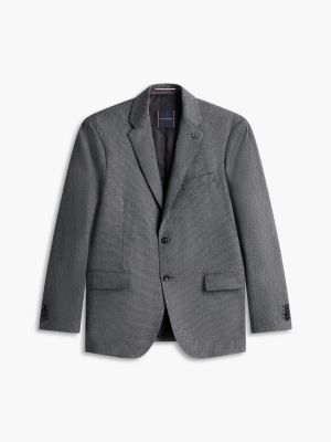 grey tech houndstooth single breasted blazer for men tommy hilfiger