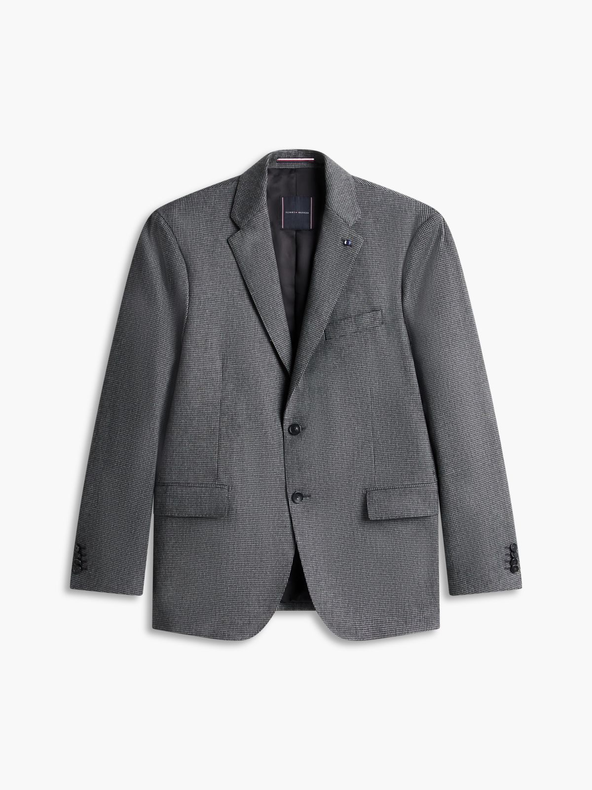 Tech Houndstooth Single Breasted Blazer — Grey