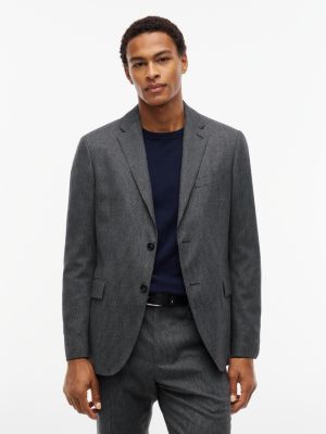 grey tech houndstooth single breasted blazer for men tommy hilfiger