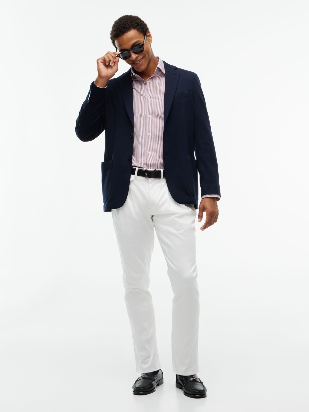 Jersey Pique Single Breasted Blazer — Blue
