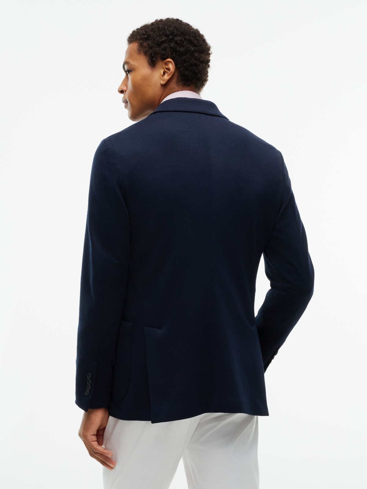 Jersey Pique Single Breasted Blazer — Blue