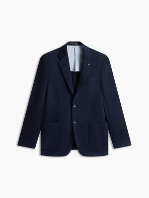 blue jersey pique single breasted blazer for men tommy hilfiger