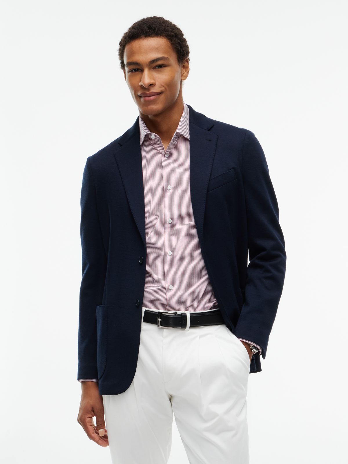 Jersey Pique Single Breasted Blazer — Blue
