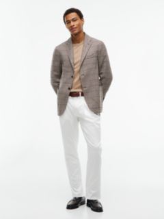 Wool Blend Multi Check Single Breasted Blazer — Beige 2