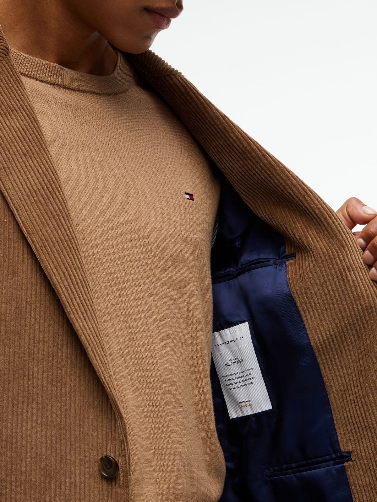 Corduroy Regular Fit Single Breasted Blazer — Beige
