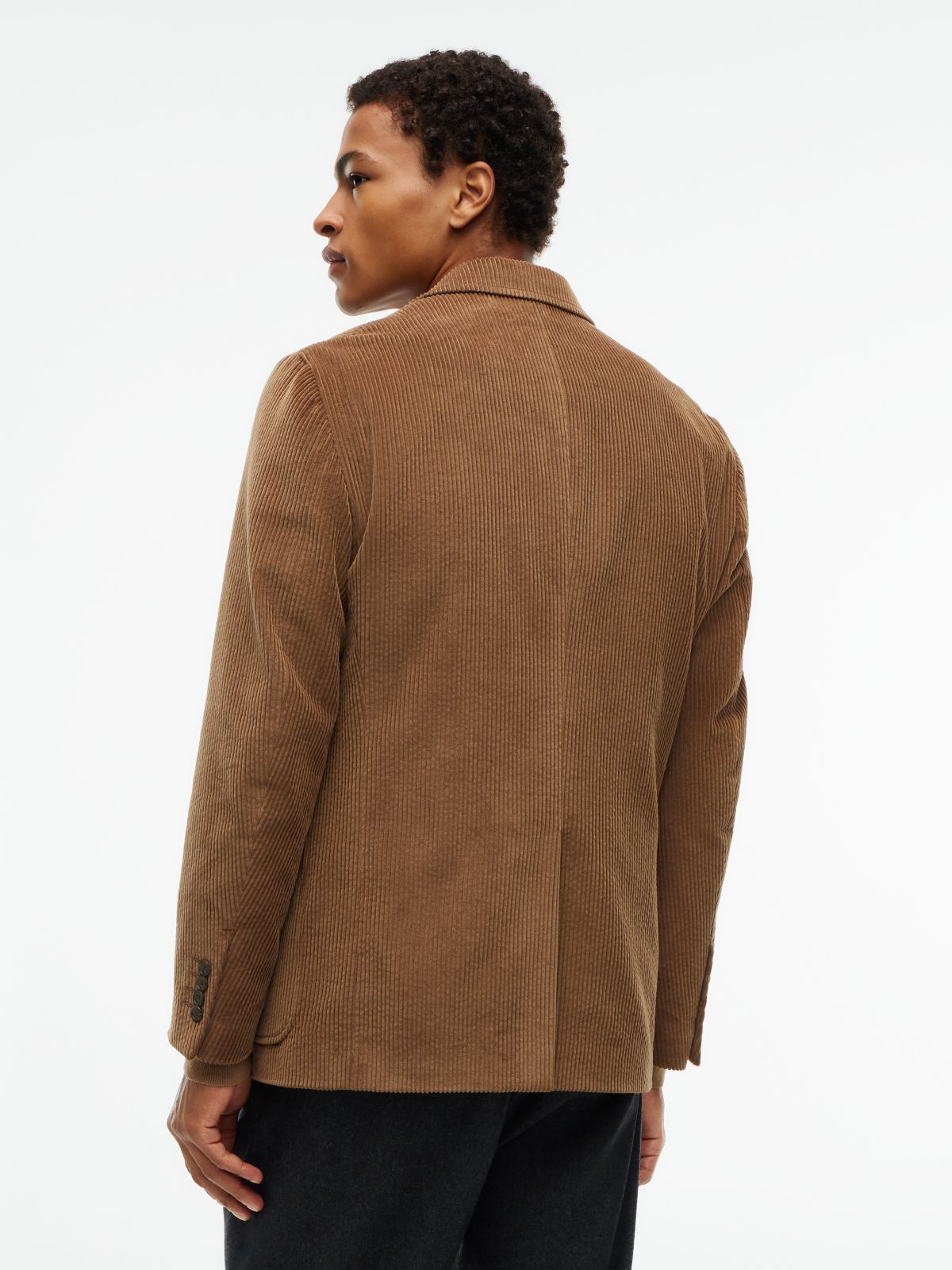 Corduroy Regular Fit Single Breasted Blazer — Beige