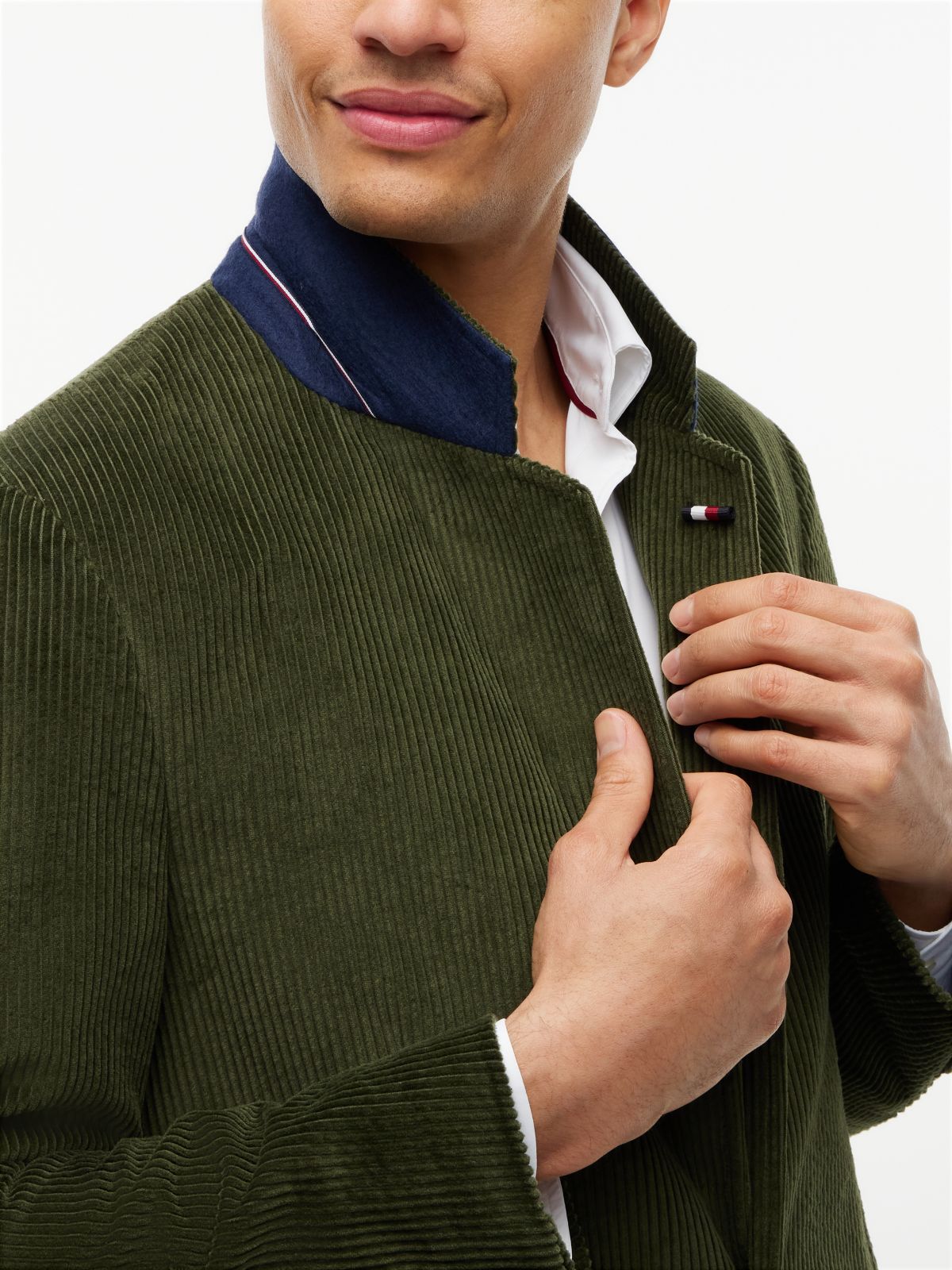 Corduroy Regular Fit Single Breasted Blazer — Green