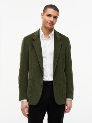 green corduroy regular fit single breasted blazer for men tommy hilfiger
