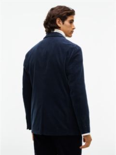 Corduroy Regular Fit Single Breasted Blazer — Blue 5