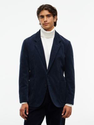 blue corduroy regular fit single breasted blazer for men tommy hilfiger