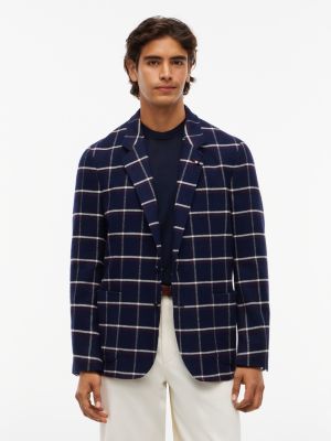 blue regular fit brushed single breasted blazer for men tommy hilfiger